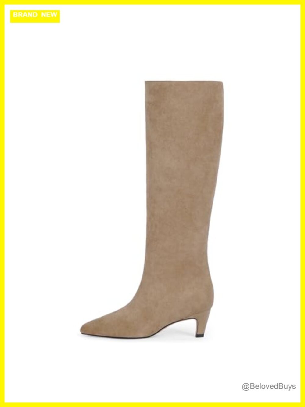 Faux Suede Knee High Boots Square Toe Kitten Heel Tall Boots